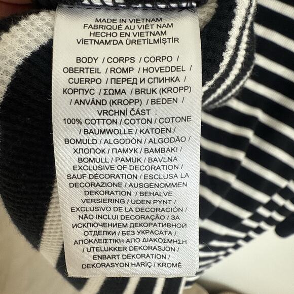 Lauren Ralph Lauren Striped Lace-Up Waffle-Knit Top Leather Drawcord Size XXL - Picture 10 of 12